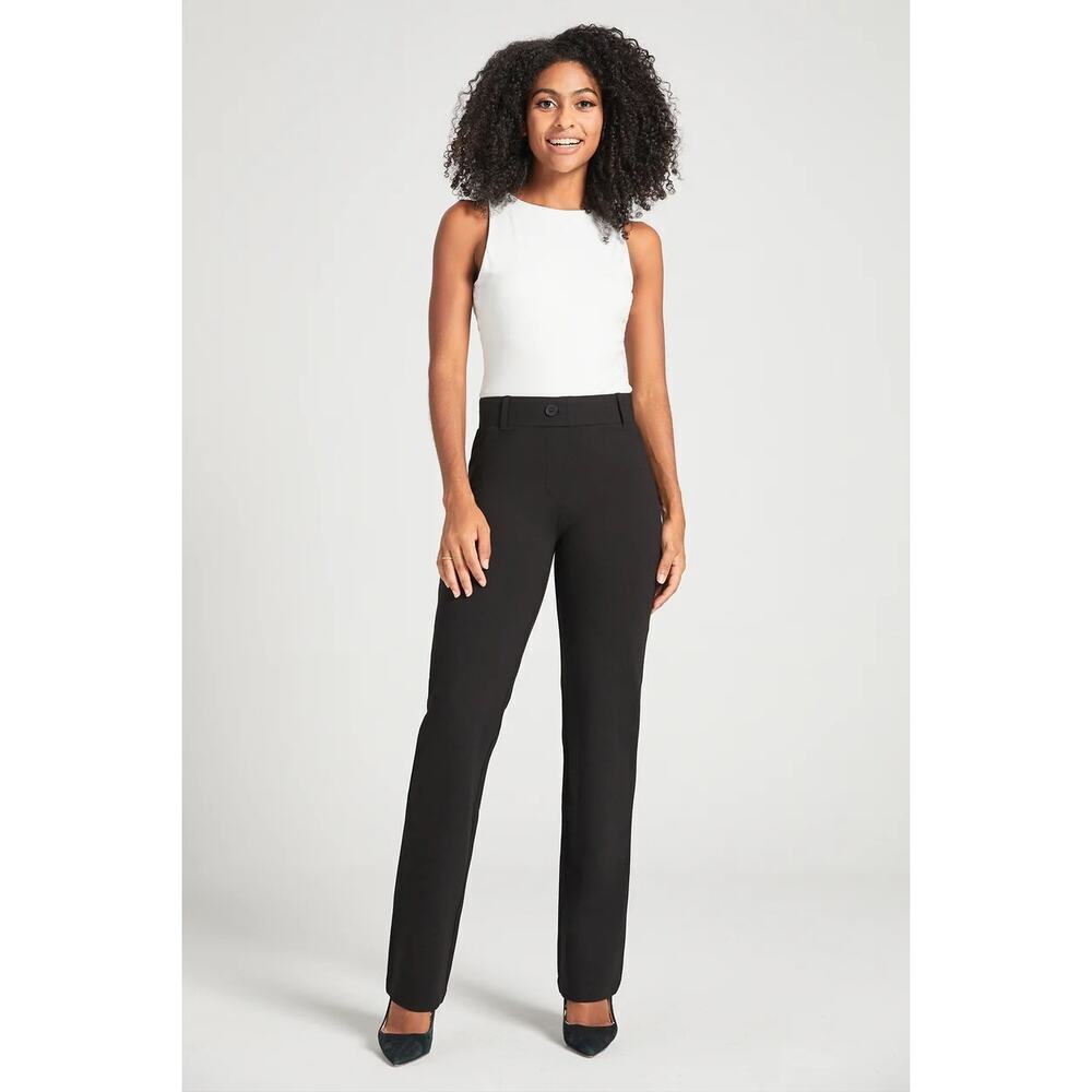 Betabrand the Dress Pant Yoga Pants Straight Leg in Black Women’s Medium Petite
